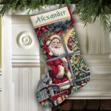 Dimensions 08778 Candy Cane Santa / Рождественский носок Санта и леденец